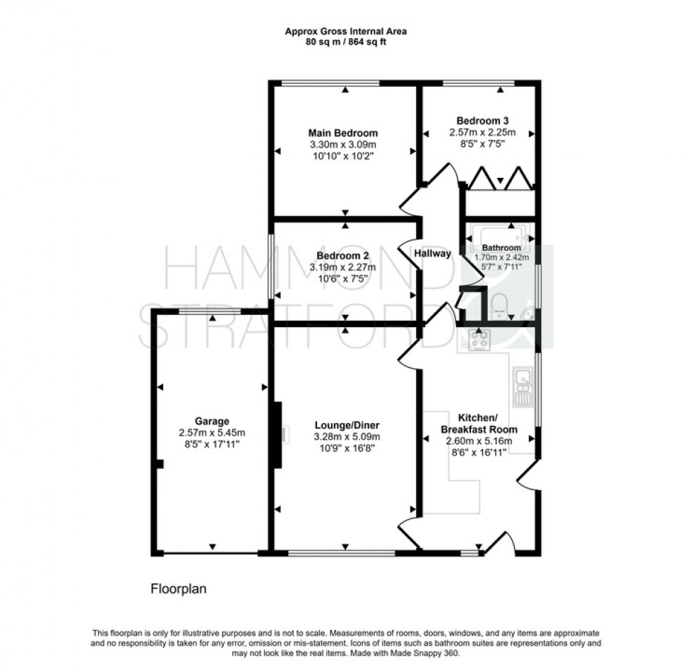 Floorplan for Bek Close, Eaton