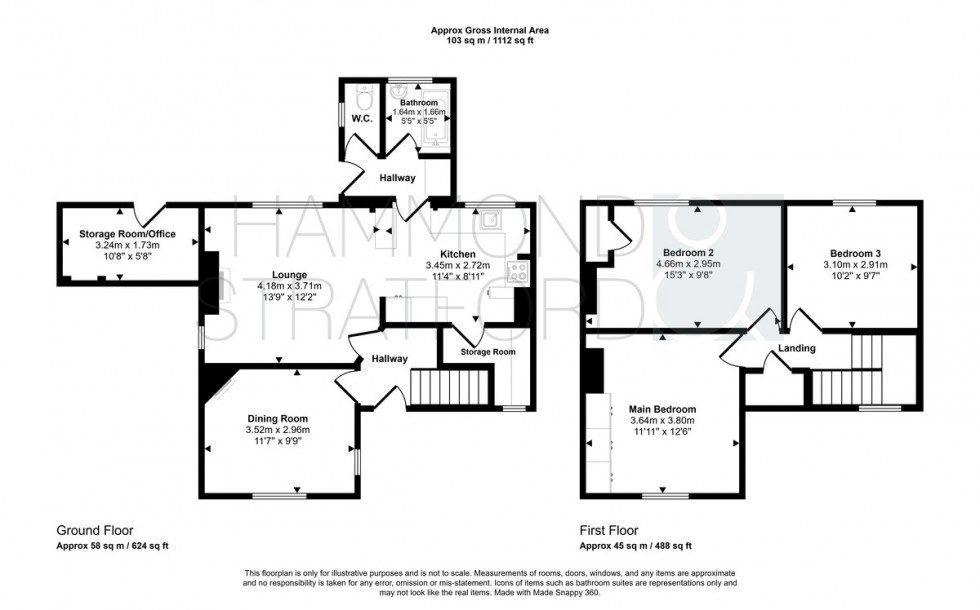 Floorplan for Hall Road, Winfarthing
