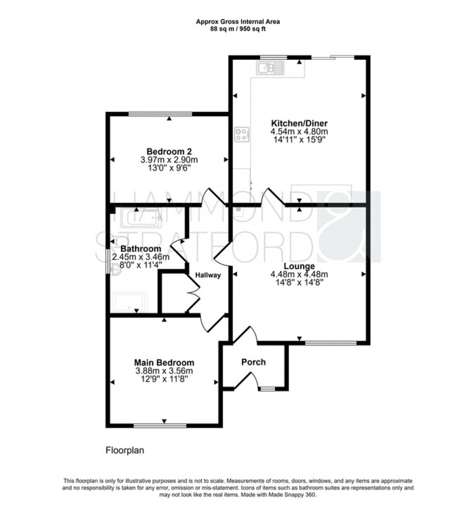 Floorplan for Oakwood Close, Easton