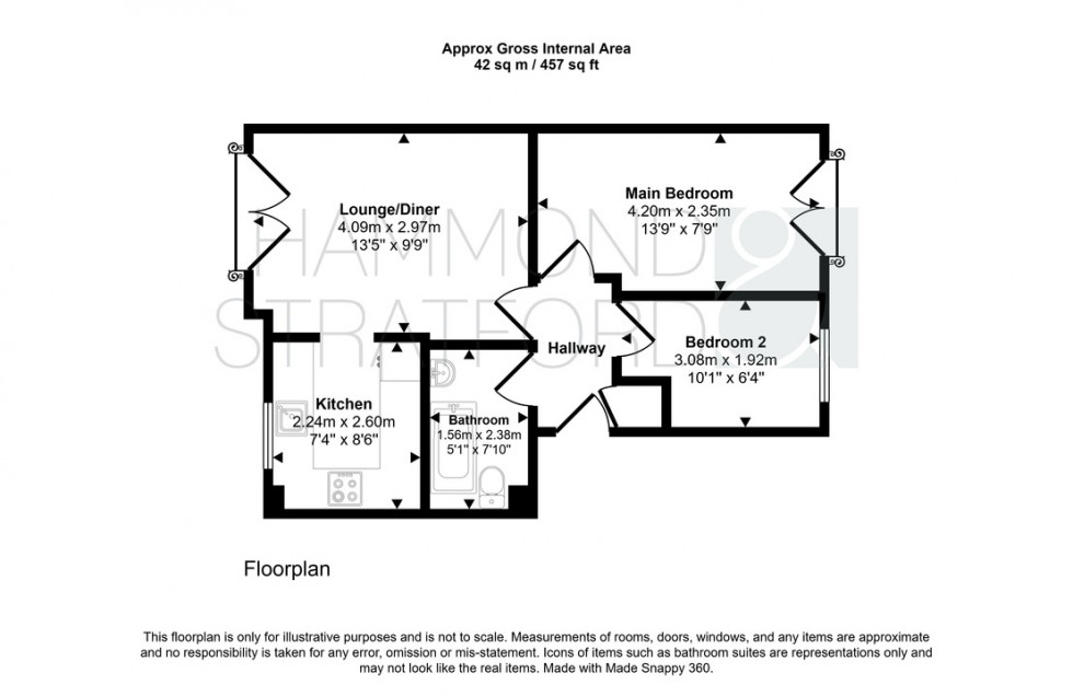Floorplan for Flat 1 Constable Court, Commercial Road