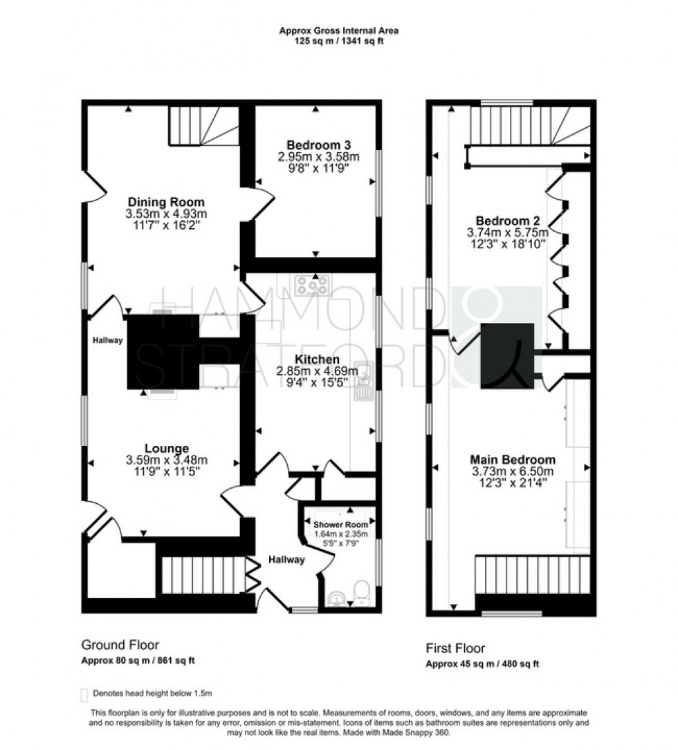 Floorplan for Pages Lane, Saham Toney
